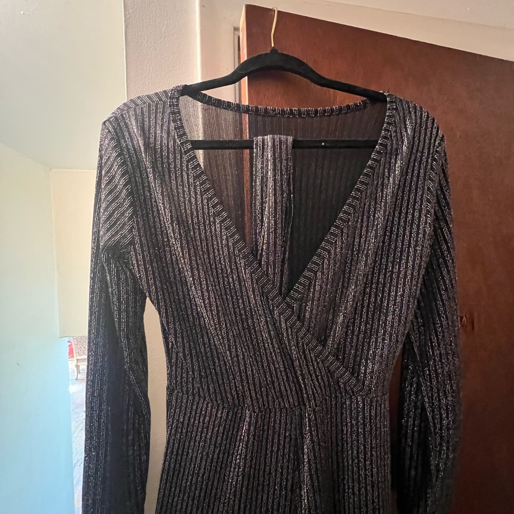 Elegant Silver Striped One Piece